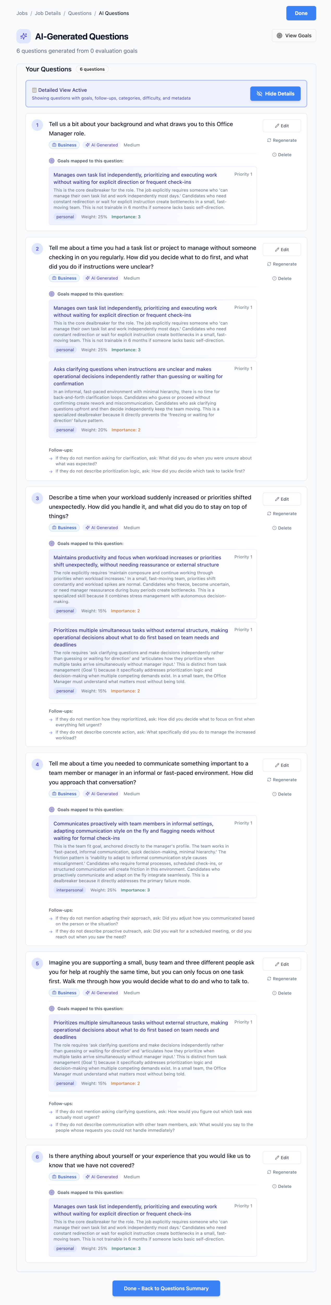 HiringBlueprint interview questions screen